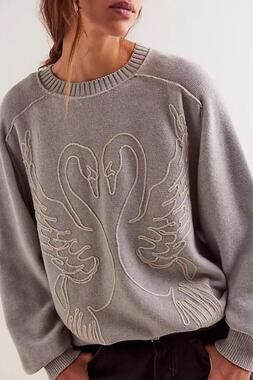 NWOT We The Free Swan Crewneck Sweater